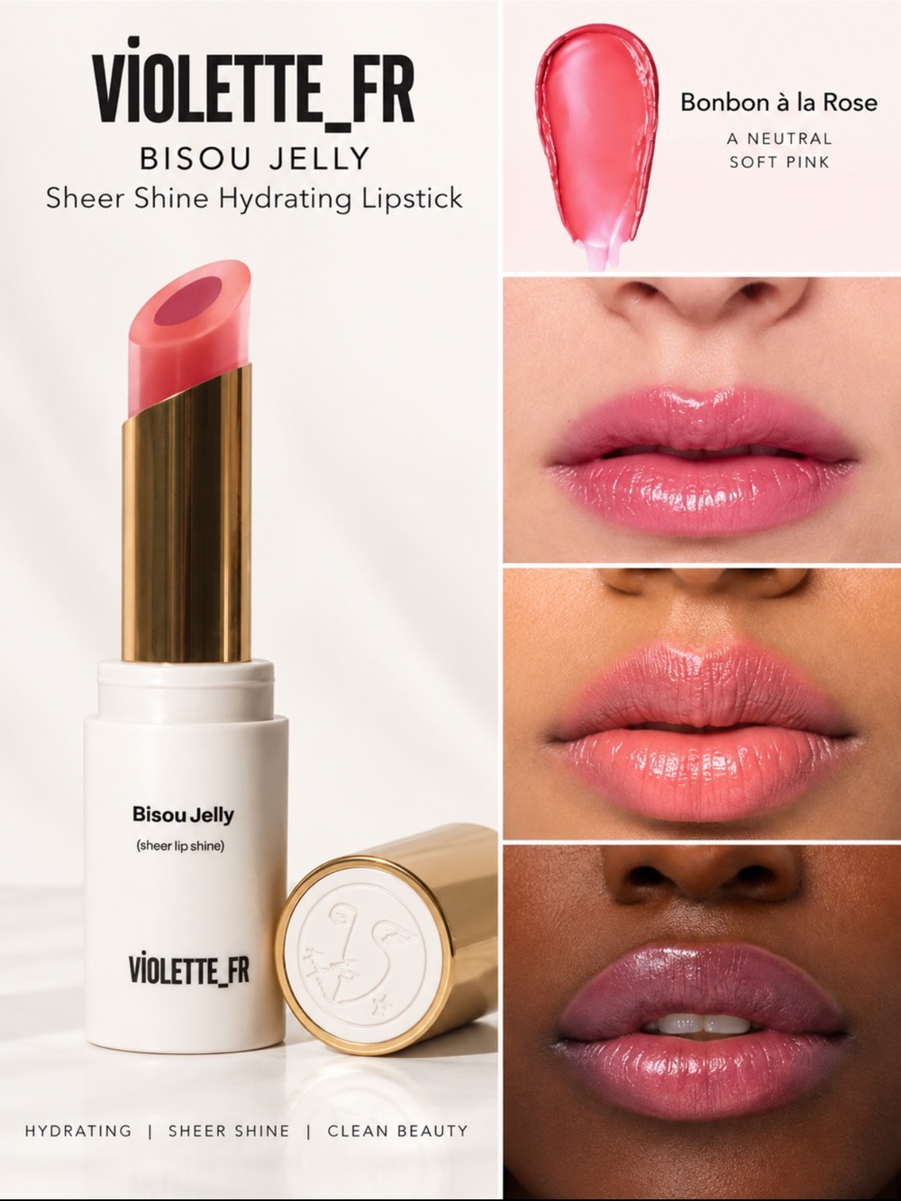 Violette_Fr bonbon à la rose Bisou Jelly Sheer Hydrating Lipstick